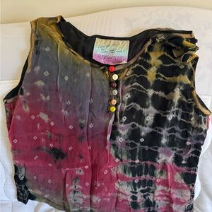 Multicolor Sleeveless Tie-Dye Top L